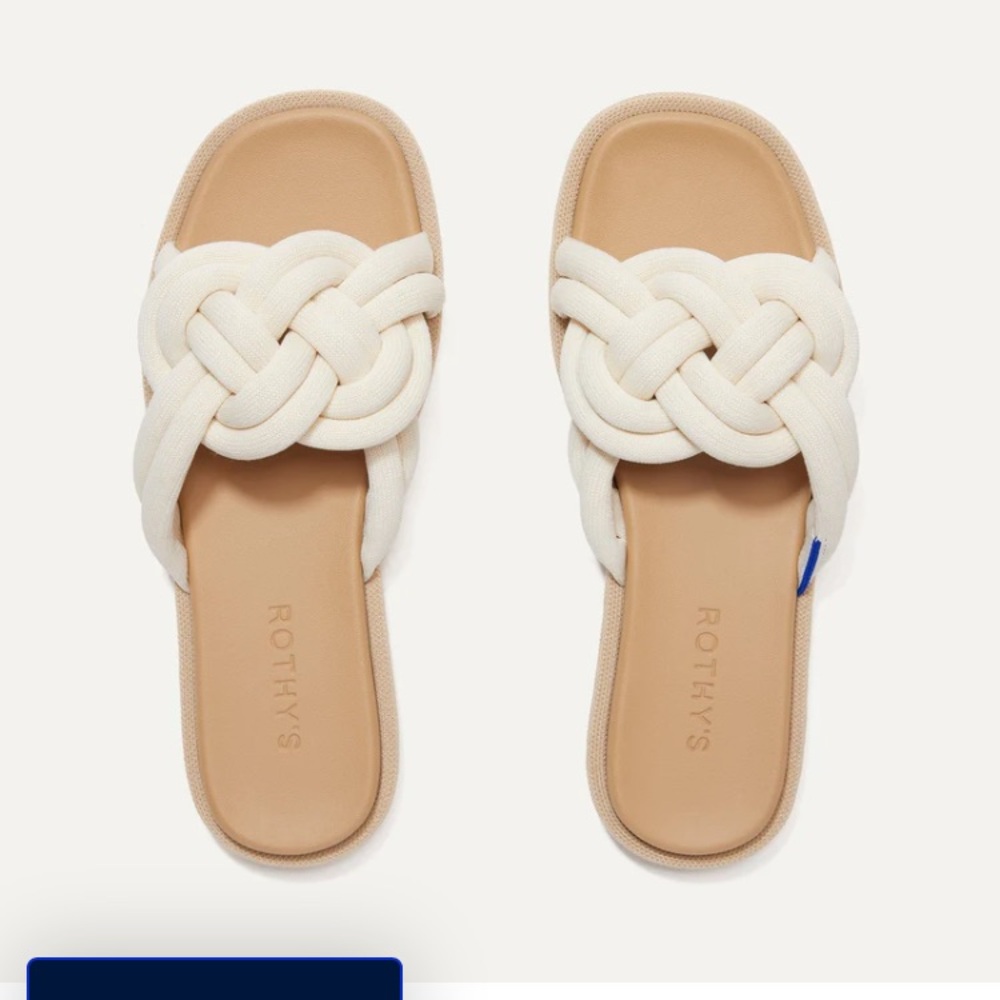 Rothy's the summer sandal Cream Knot Slide Sandals sz W6.5
